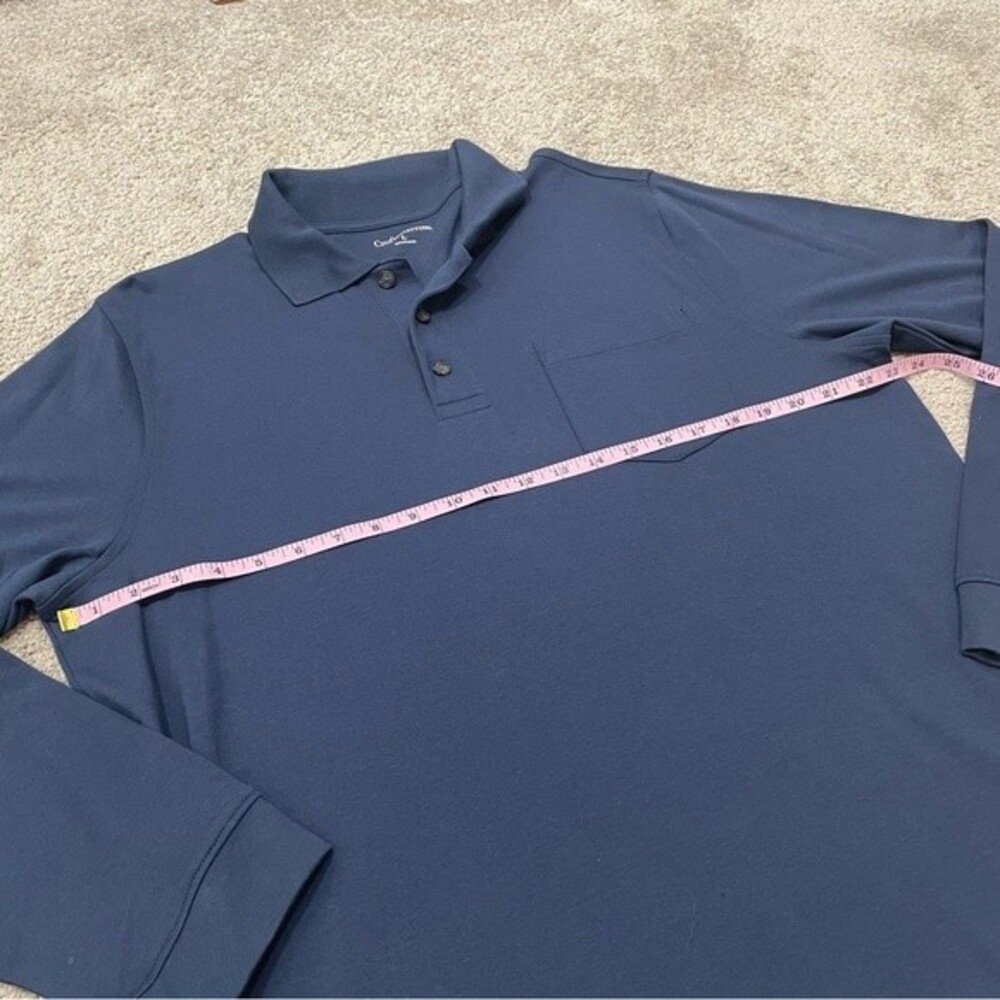 Croft & Barrow Navy Blue Long Sleeve Polo Shirt Size L - Picture 8 of 9